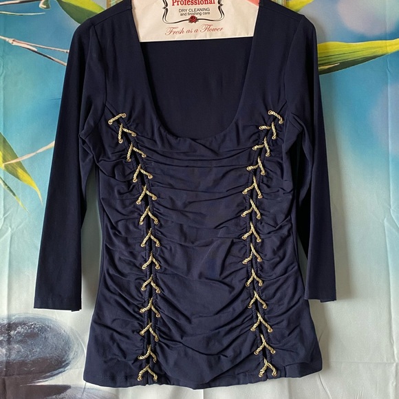 Boston Proper Ruched Lace-up Top - Picture 5 of 7